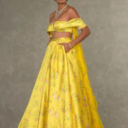Masaba Off-Shoulder Sequinned Detail Ready to Wear Lehenga & Blouse With Dupatta-image-59