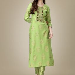 devkison Designer Women Floral Printed Regular Thread Work Kurta with Churidar-image-55