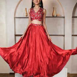 HANDME Floral Printed Ready To Wear Lehenga With Blouse-image-18