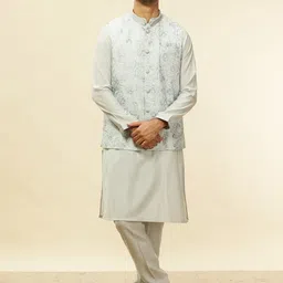 Twamev Yoke Design Regular Thread Work Kurta and Trousers with Jacket-image-53