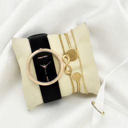 JOKER & WITCH Women Gold-Toned & Black Solid Watch & Jewellery Gift Set-image-91