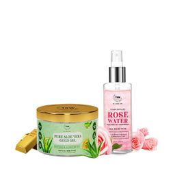 TNW the natural wash Set of 2 Rose Water & Pure Aloe Vera Gold Gel-49