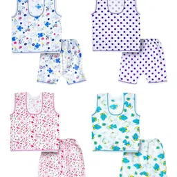 BAESD Kids Set Of 4 Printed Pure Cotton Baby Apparel Gift Set-3