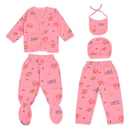 LOOM LEGACY Infants 5-Pcs Printed Pure Cotton Baby Apparel-image-71