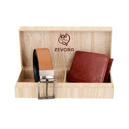 ZEVORA Men Brown & Black Textured Artificial Leather Accessory Gift Set-10