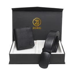 ZORO Men Black Solid Belt & Wallet Set-image-20