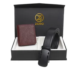 ZORO Men Black Solid Belt & Wallet Accessory Gift Set-image-26