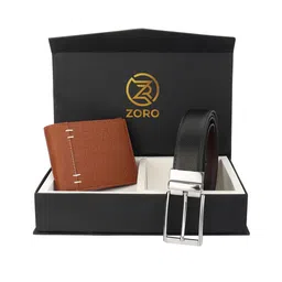 ZORO Men Black Solid Belt & Wallet Accessory Gift Set-image-3