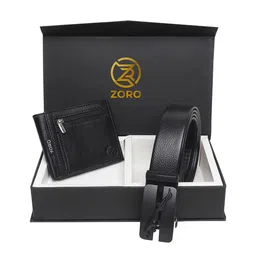 ZORO Men Black Solid Belt & Wallet Set-picture-25