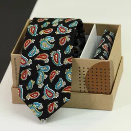 Tossido Men Paisley Printed Cotton Necktie & Pocket Square-image-55