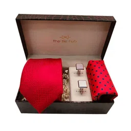 The Tie Hub Men Red & Blue Printed Accessory Gift Set-picture-30