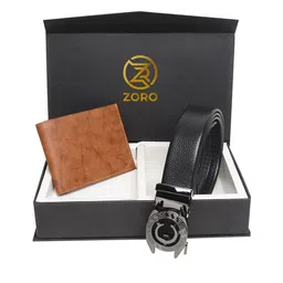 ZORO Men Black & Tan-Brown Belt Wallet Combo Set-image-36