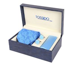 Tossido Men Blue Microfiber Accessory Gift Set-image-13