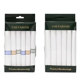 Calvadoss White Set of 12 Cotton Handkerchiefs-image-1