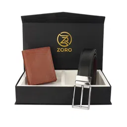 ZORO Men Black & Brown Solid Belt & Wallet Accessory Gift Set-image-35