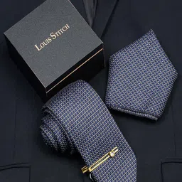 LOUIS STITCH Checked Silk Necktie Accessory Gift Set-picture-26