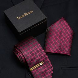 LOUIS STITCH Men Printed Necktie Accessory Silk Gift Set-image-96