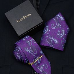 LOUIS STITCH Men Silk Printed Necktie Accessory Gift Set-image-24