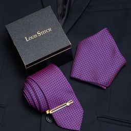 LOUIS STITCH Men Silk Printed Necktie Accessory Gift Set-image-85