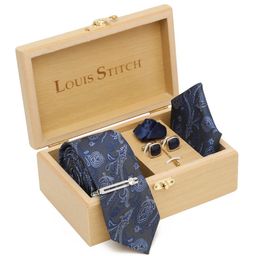 LOUIS STITCH Woven Designed Italian Silk Necktie Accessory Gift Set-image-102