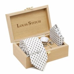 LOUIS STITCH Printed Italian Silk Necktie Accessory Gift Set-image-25