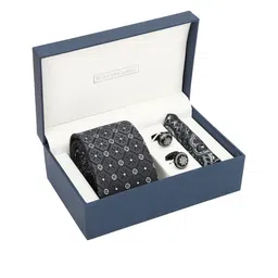 Peter England Men Black & White Printed Accessory Gift Set-image-86