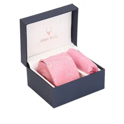 Allen Solly Men Pink Printed Tie and Pocket Square Accessory Gift Set-picture-31
