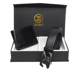 ZORO Men Black Belt Wallet Combo Set-image-22