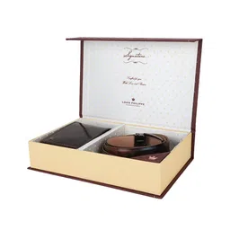 Louis Philippe Men Brown Leather Belt & Wallet Gift Set-picture-31