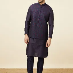 Manyavar Ethnic Motifs Embroidered Kurta With Pyjamas & Nehru jacket-image-65