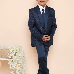 KID1 Boys Self Design Shawl Collar 5-Piece Party Suit-image-13