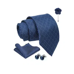 AXLON Set Of 4 Printed Necktie Pocket Square With Cufflink & Flower Pin Accessory Gift Set image 2