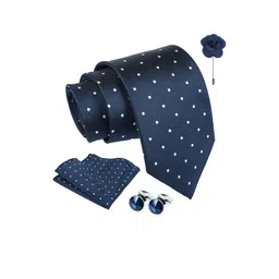 AXLON Set Of 4 Printed Necktie Pocket Square With Cufflink & Flower Pin Accessory Gift Set image 5