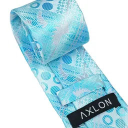 AXLON Men Printed Tie Set With Pocket Square, Cufflink & Flower Pin image 2