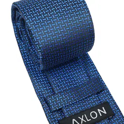 AXLON Men Printed Tie Set With Pocket Square, Cufflink & Flower Pin image 4