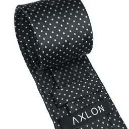 AXLON Men Polka Dotted Design Tie Set With Pocket Square-Cufflink & Flower Pin image 3