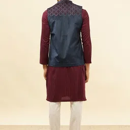 Manyavar Self Design Regular Velvet Kurta and Pyjamas With Nehru Jacket image 4