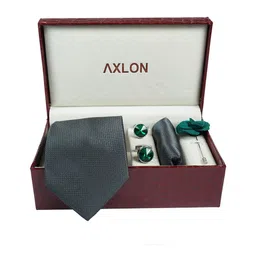 AXLON Men Micro Dotted Tie Set With Pocket Square Cufflink & Flower Pin Set image 4