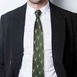 AXLON Men Animal Design Tie Set With Pocket Square-Cufflink & Flower Pin image 2