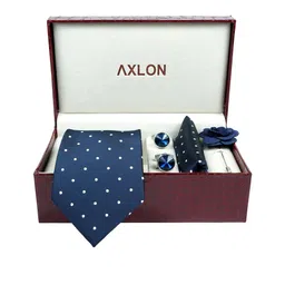 AXLON Set Of 4 Printed Necktie Pocket Square With Cufflink & Flower Pin Accessory Gift Set image 2