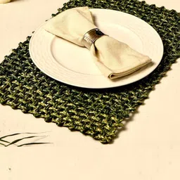 Unravel India Set Of 2 Green Textured Table Placemats-16