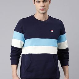 FILA Round Neck Colourblocked Cotton Pullover Sweatshirt-image-16