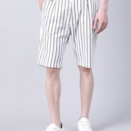 Antony Morato Men Cream-Coloured Striped Skinny Fit Shorts-image-64