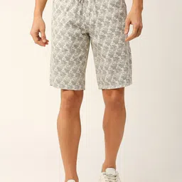 HERE&NOW Men Abstract Printed Mid-Rise Slim Fit Casual Shorts-image-21