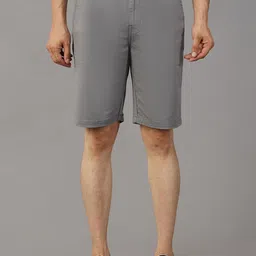 Mast & Harbour Grey Men Mid-Rise Slim Fit Cotton Chino Shorts-image-42