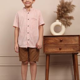 Biglilpeople Boys Checked Cotton Shirt with Shorts-image-14