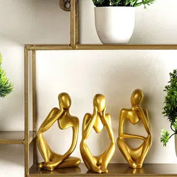 THE ARTMENT Set of 3 Gold-Toned Abstract Thought Thinker Accent Showpieces-picture-17