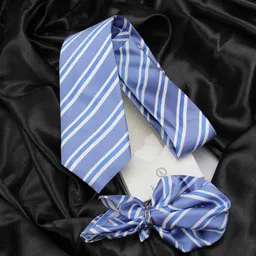 KOVOVE Men Blue Polka Dot Printed Tie & Pocket Square-image-48