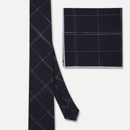 TOFFCRAFT Checked Slim Neck Tie With Pocket Square-image-25