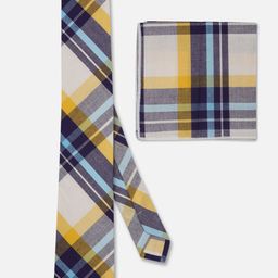 TOFFCRAFT Checked Slim Neck Tie With Pocket Square-image-24